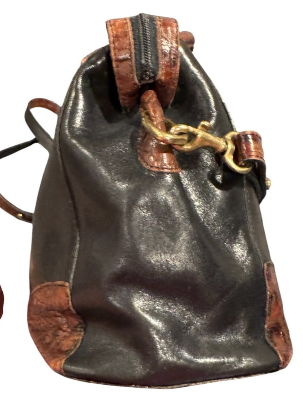 Brahmin Crandall Leather Satchel Black Brown Croc Embossed Doctor Bag Vintage - Picture 5 of 16